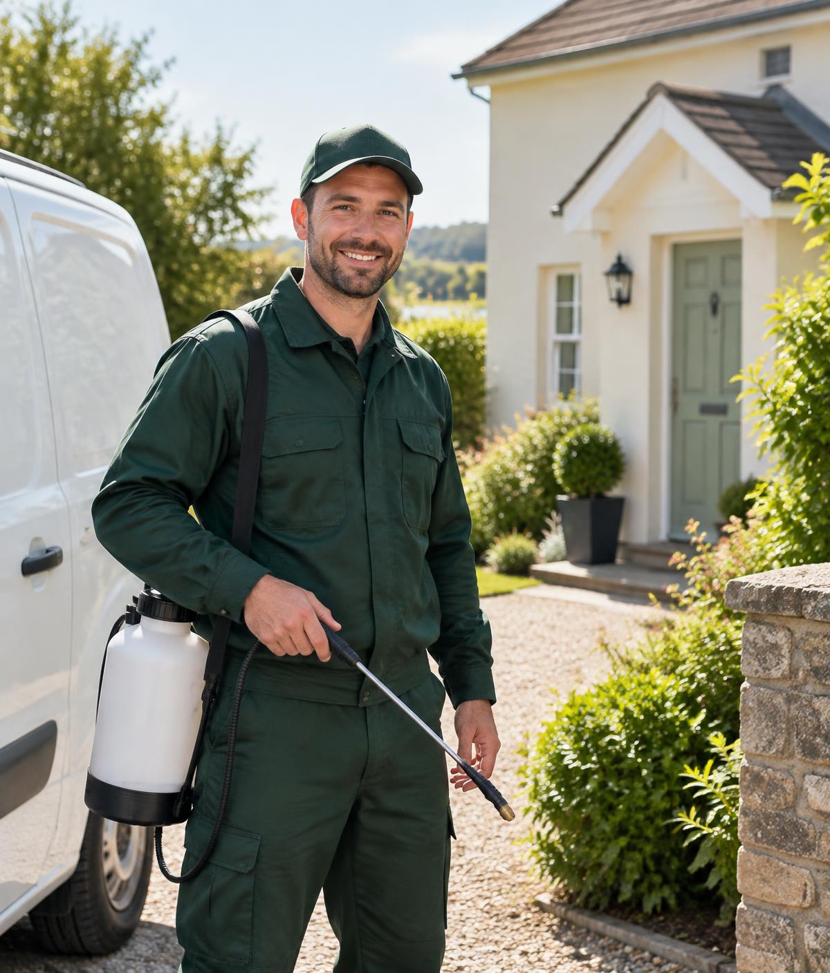 Pest control technician ready for a wasps & hornets call-out in Cork